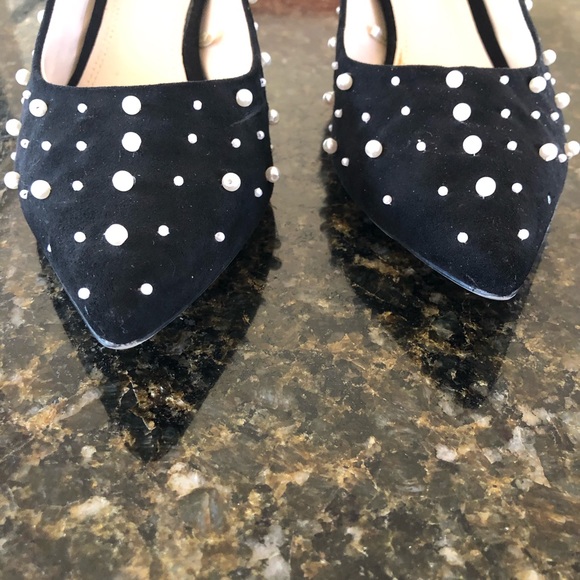 Zara black suede heel with pearl adornment - Picture 3 of 6